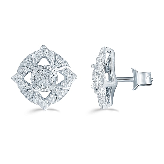 1/2 CT. T.W. Natural White Diamond Sterling Silver 12.1mm Stud Earrings
