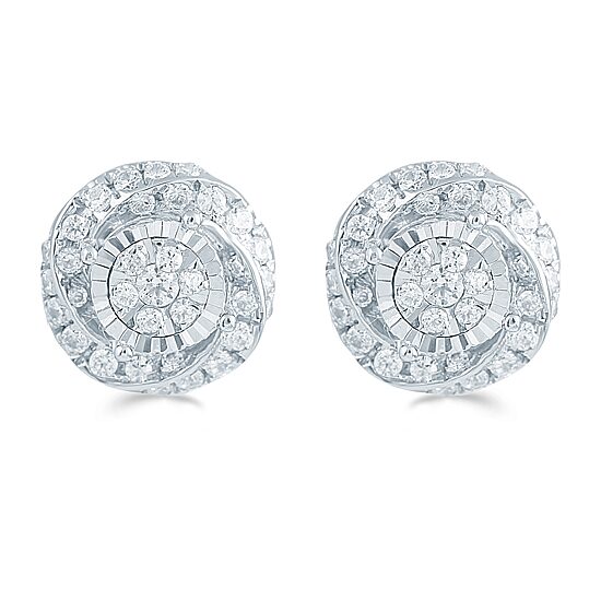 1/2 CT. T.W. Natural White Diamond Sterling Silver 9.7mm Stud Earrings