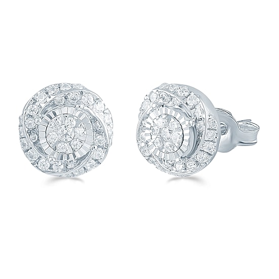 1/2 CT. T.W. Natural White Diamond Sterling Silver 9.7mm Stud Earrings