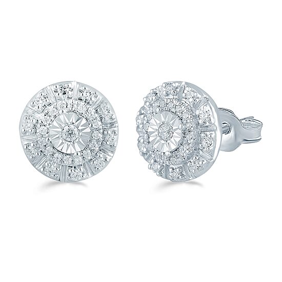 1/4 CT. T.W. Natural White Diamond Sterling Silver 9.7mm Stud Earrings