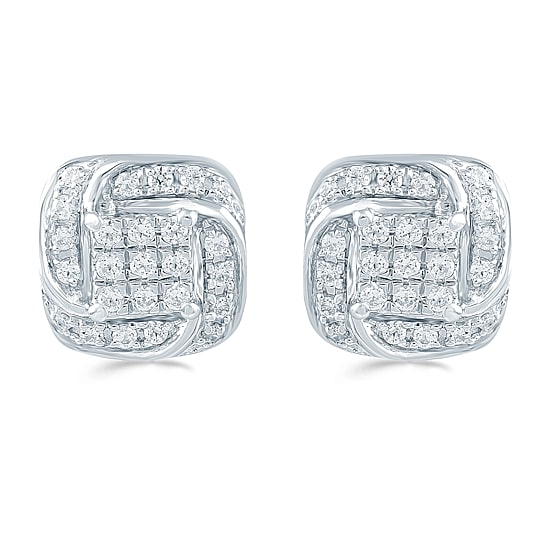 1/4 CT. T.W. Natural White Diamond Sterling Silver 8.6mm Stud Earrings
