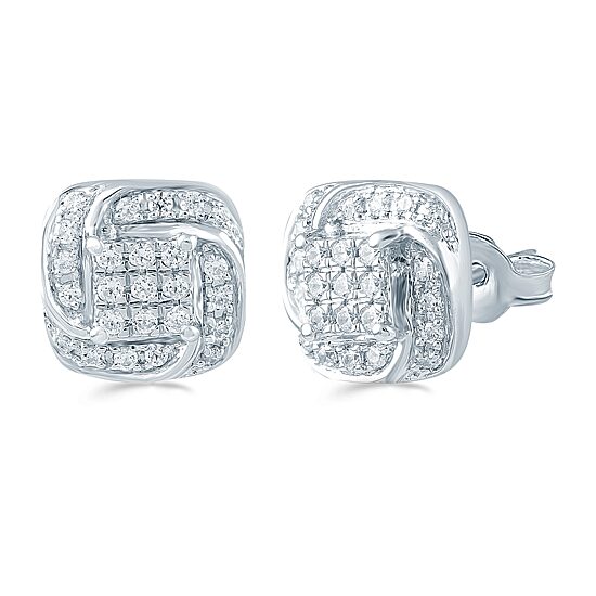 1/4 CT. T.W. Natural White Diamond Sterling Silver 8.6mm Stud Earrings