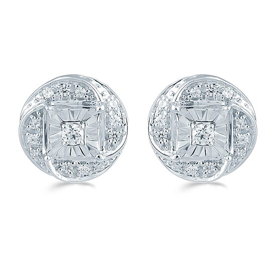 1/6 CT. T.W. Natural White Diamond Sterling Silver 8.9mm Stud Earrings