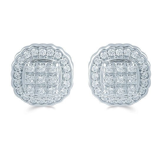 1/2 CT. T.W. Natural White Diamond Sterling Silver 10.9mm Stud Earrings