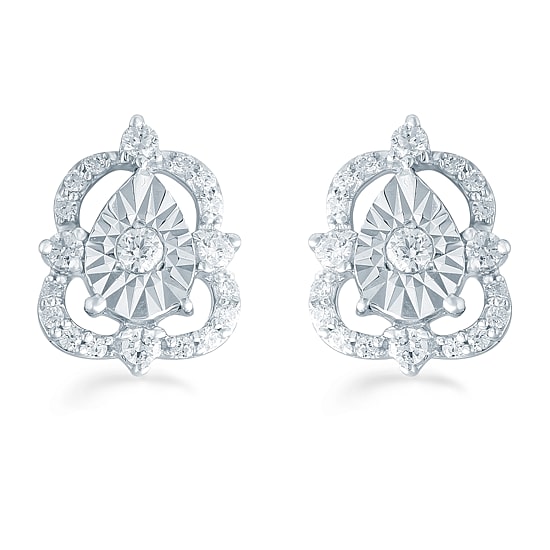 1/5 CT. Natural White Diamond Sterling Silver 9.3mm Stud Earrings