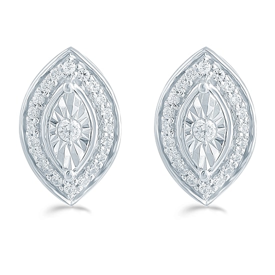 1/5 CT. Natural White Diamond Sterling Silver 11.3mm Stud Earrings