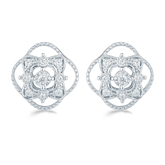 1/4 CT. T.W. Natural White Diamond Sterling Silver 12.5mm Stud Earrings