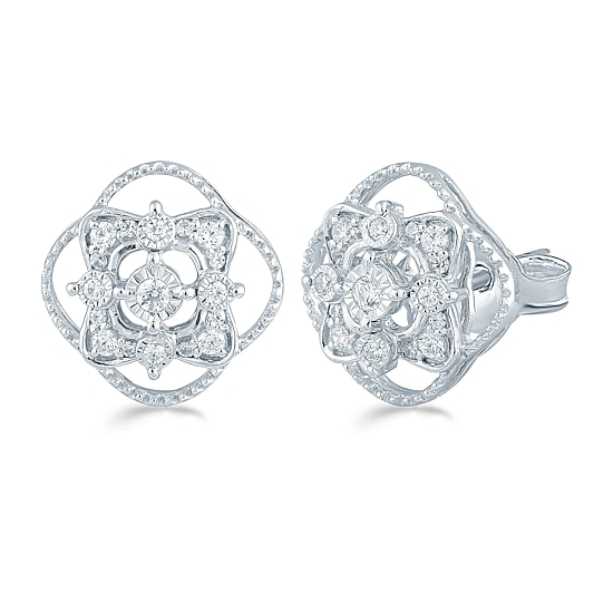 1/4 CT. T.W. Natural White Diamond Sterling Silver 12.5mm Stud Earrings