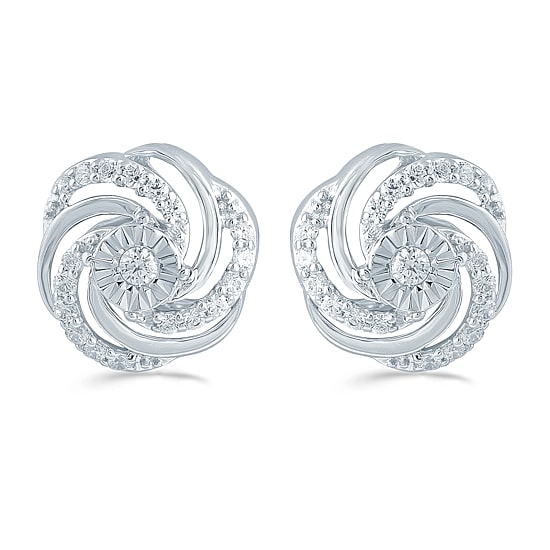 1/3 CT. T.W. Natural White Diamond Sterling Silver 11.2mm Stud Earrings