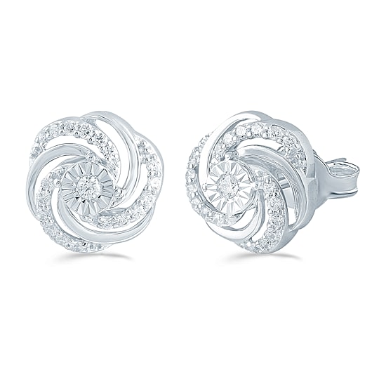 1/3 CT. T.W. Natural White Diamond Sterling Silver 11.2mm Stud Earrings