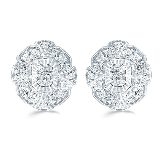 3/8 CT. T.W. Natural White Diamond Sterling Silver 11.2mm Stud Earrings
