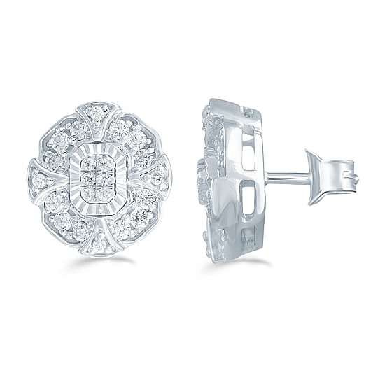 3/8 CT. T.W. Natural White Diamond Sterling Silver 11.2mm Stud Earrings