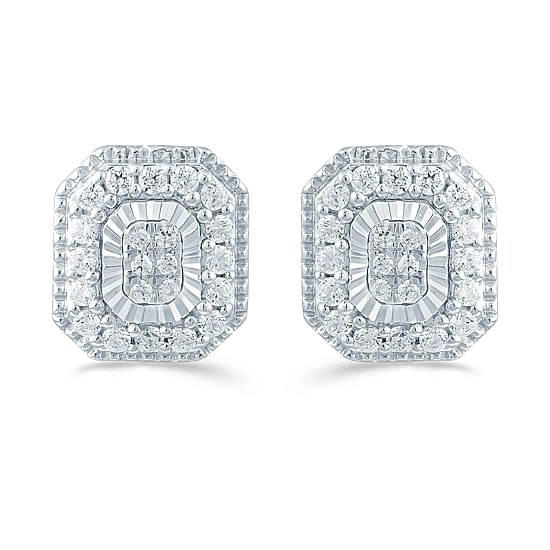 1/3 CT. T.W. Natural White Diamond Sterling Silver 9.1mm Stud Earrings