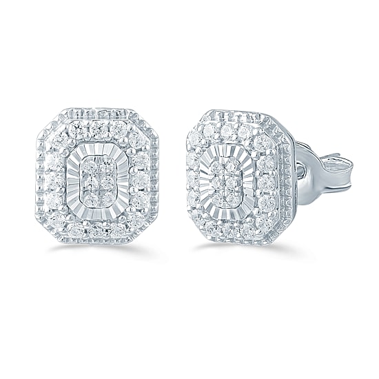 1/3 CT. T.W. Natural White Diamond Sterling Silver 9.1mm Stud Earrings