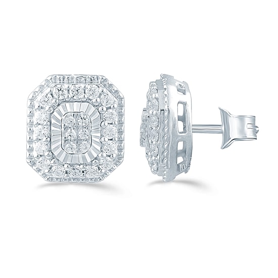 1/3 CT. T.W. Natural White Diamond Sterling Silver 9.1mm Stud Earrings