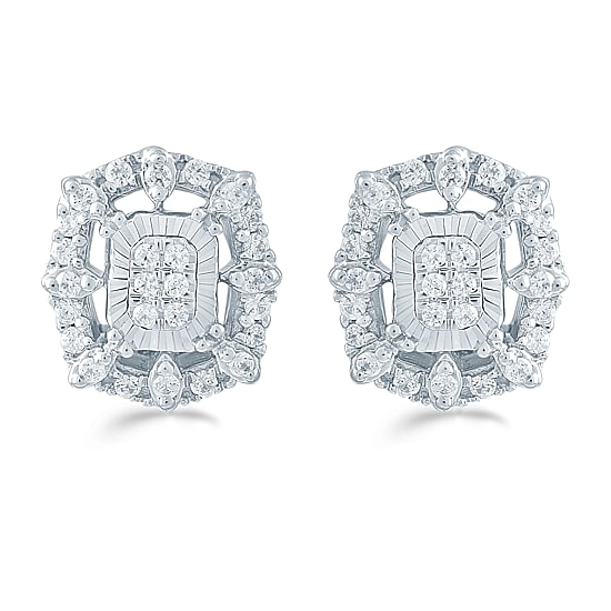 1/4 CT. T.W. Natural White Diamond Sterling Silver 10.1mm Stud Earrings