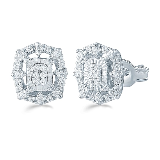 1/4 CT. T.W. Natural White Diamond Sterling Silver 10.1mm Stud Earrings