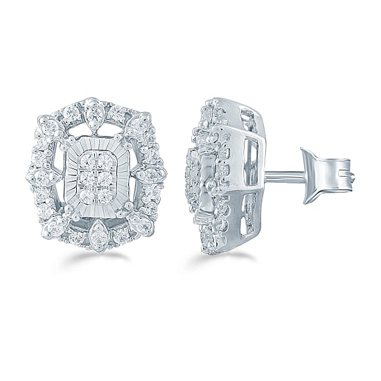 1/4 CT. T.W. Natural White Diamond Sterling Silver 10.1mm Stud Earrings