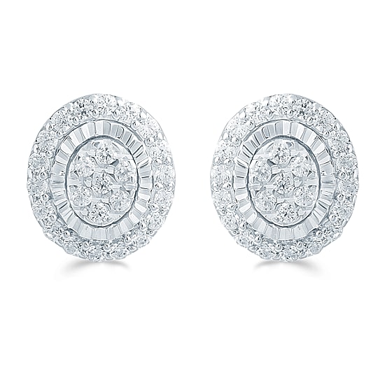 1/3 CT. T.W. Natural White Diamond Sterling Silver 8mm Stud Earrings