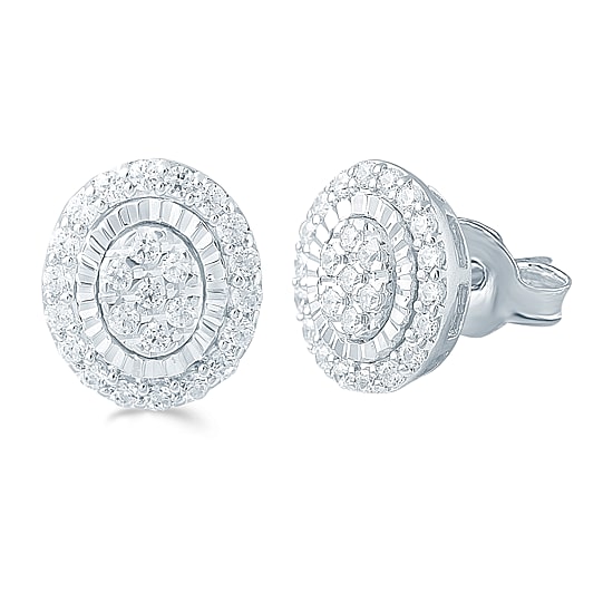1/3 CT. T.W. Natural White Diamond Sterling Silver 8mm Stud Earrings