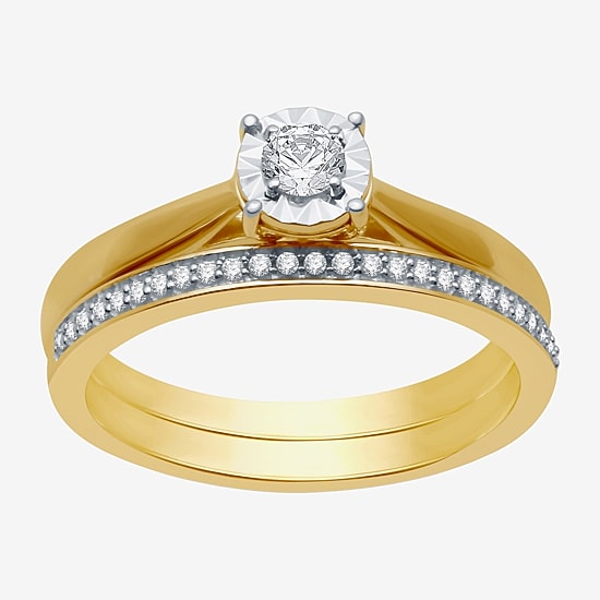 I Said Yes (H-I / I1) Womens 1/4 CT. T.W. Lab Grown White Diamond Sterling Silver Round Solitaire Bridal Set