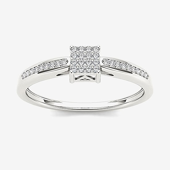 1/10 CT T.W. Natural Diamond 10K White Gold Engagement Ring