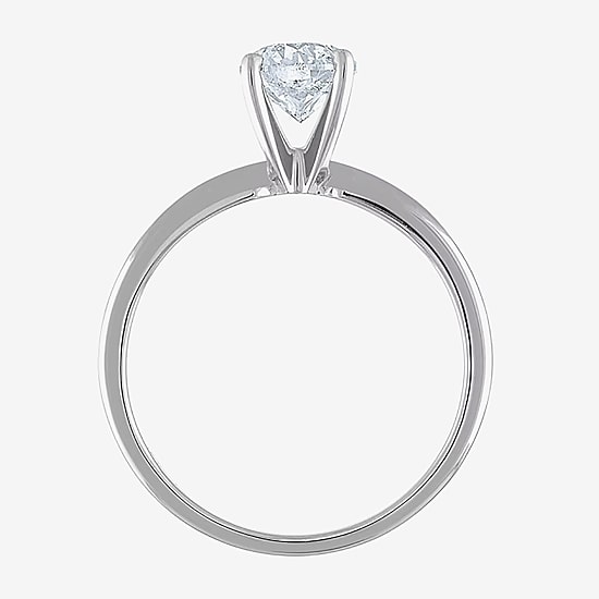 (I / I2) Womens 1 CT. Genuine White Diamond 14K White Gold Round Solitaire Engagement Ring