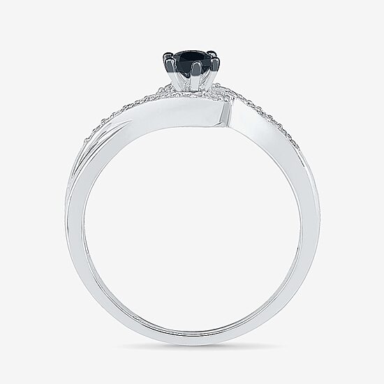 Womens 1/5 CT. Natural Black Diamond Sterling Silver Round Promise Ring
