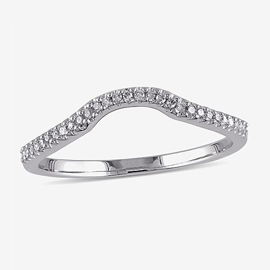 Womens 1/10 CT. T.W. Natural White Diamond Sterling Silver Curved Wedding Ring Enhancer