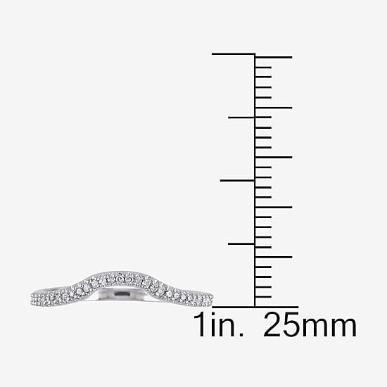 Womens 1/10 CT. T.W. Natural White Diamond Sterling Silver Curved Wedding Ring Enhancer