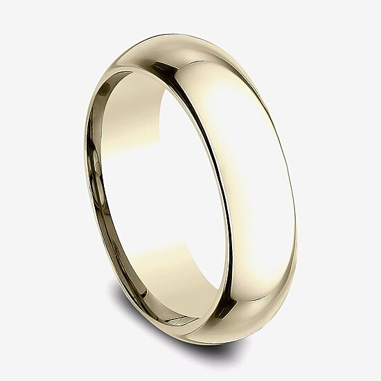 Mens 14K White Gold 6MM High Dome Comfort-Fit Wedding Band