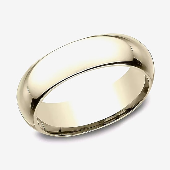 Mens 14K White Gold 6MM High Dome Comfort-Fit Wedding Band