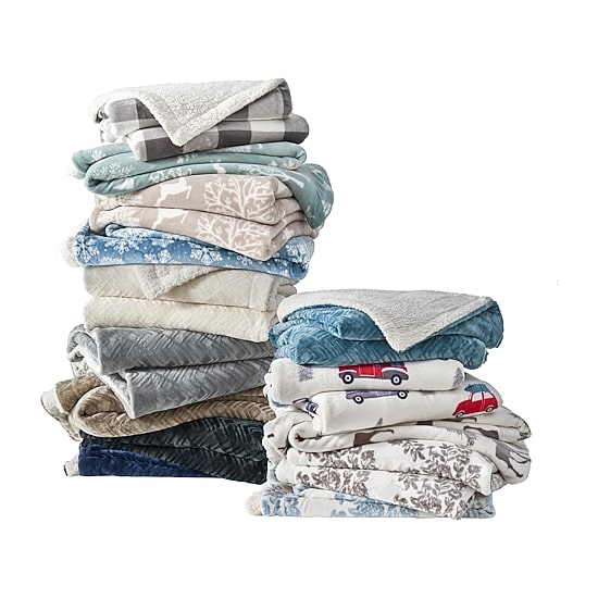 Linery Velvet Plush Fleece Reversible Sherpa Blanket