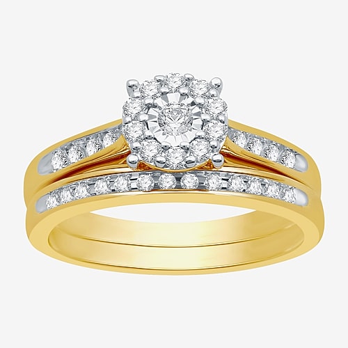I Said Yes (h-i / I1) Womens 3/8 Ct. T.w. Lab Grown White Diamond Sterling Silver Round Side Stone Halo Bridal  In Multi