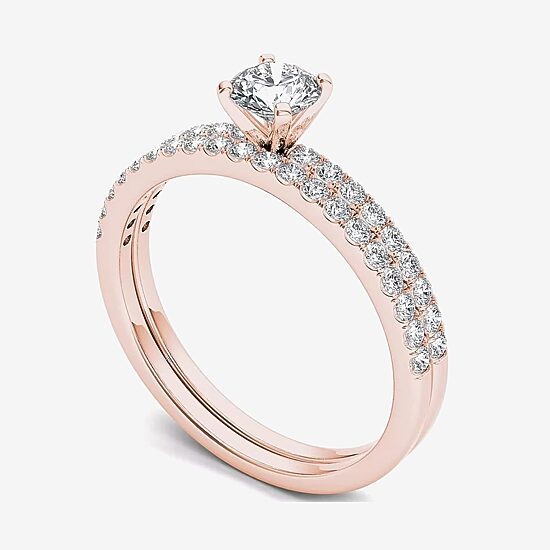 3/4 CT.T.W. Natural Diamond 14K Rose Gold Bridal Ring Set