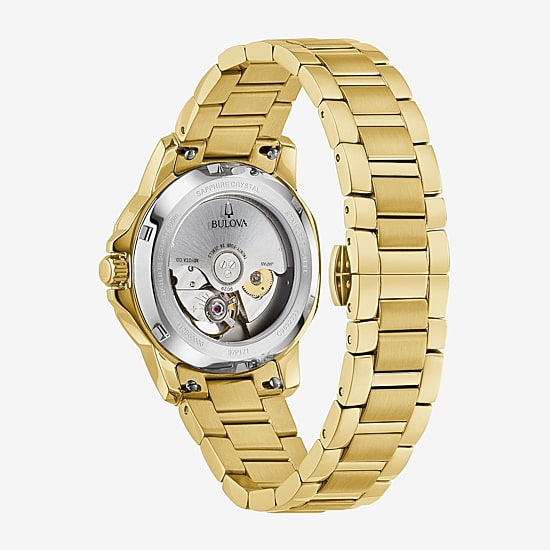 Bulova Diamond Womens Automatic Gold Tone Stainless Steel Bracelet Watch 97p171
