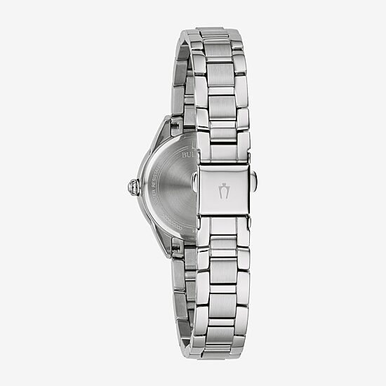 Bulova Classic Womens Diamond Accent Silver Tone Stainless Steel Bracelet Watch 96p249