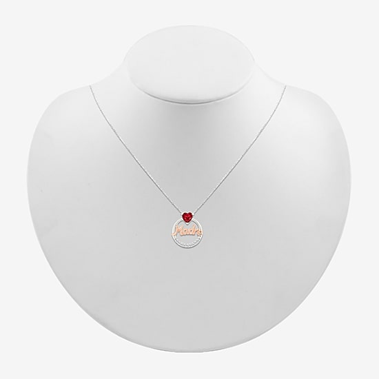 Madre Womens Lab Created Red Ruby 10K Rose Gold Sterling Silver Heart 18 Inch Pendant Necklace