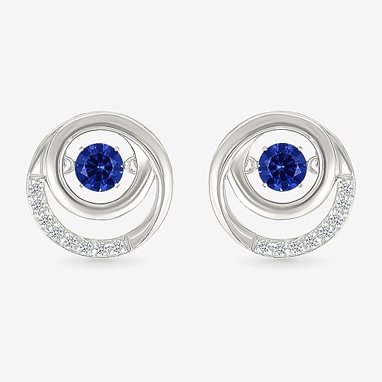 Lab Created Blue Sapphire Sterling Silver 13mm Round Stud Earrings