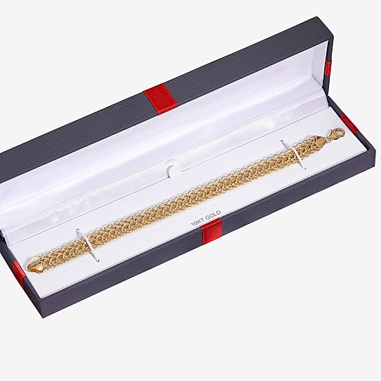 Womens 10K Gold Hollow Link Chain Bracelet