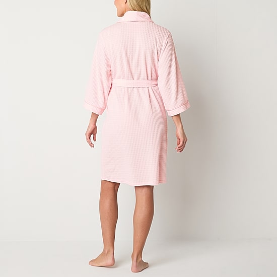 Liz Claiborne Womens Waffle 3/4 Sleeve Knee Length Robe