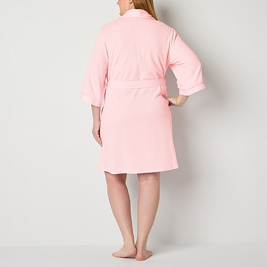 Liz Claiborne Womens Plus Waffle Long Sleeve Long Length Robe