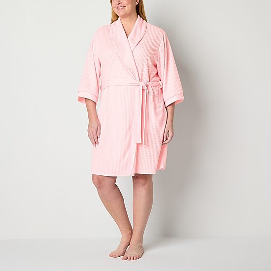 Liz Claiborne Womens Plus Waffle Long Sleeve Long Length Robe