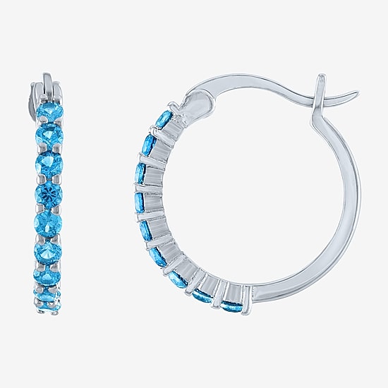 Lab Created Gemstone Sterling Silver 16mm Circle Hoop Earrings