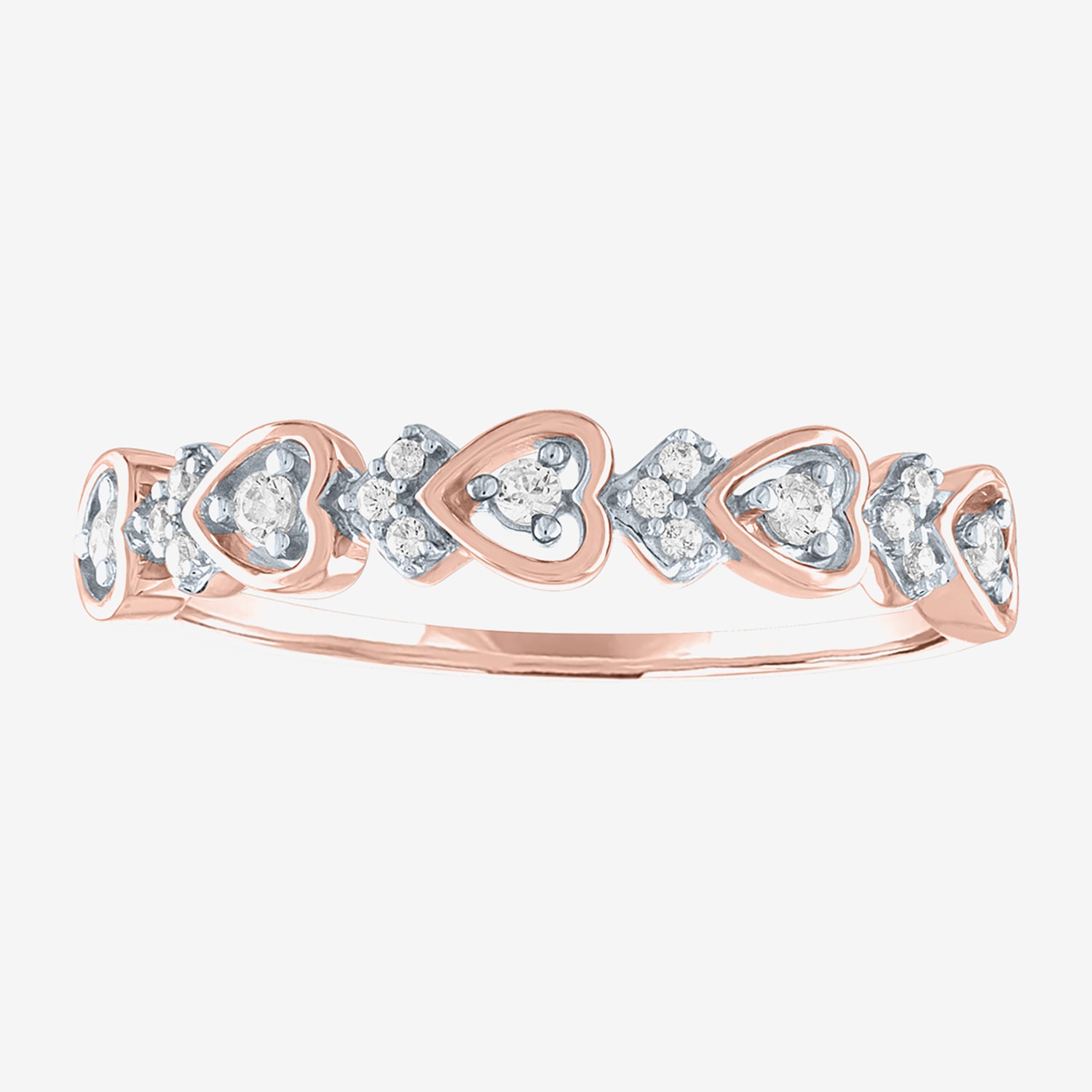 (G-H / Si2-I1) Womens 4MM 1/10 CT. T.W. Lab Grown White Diamond 10K Gold Heart Wedding Band