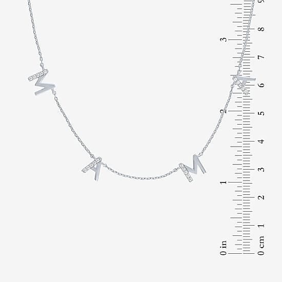 "Mama" (G-H / I1-I2) Womens 1/10 CT. T.W. Lab Grown White Diamond Sterling Silver 18 Inch Pendant Necklace