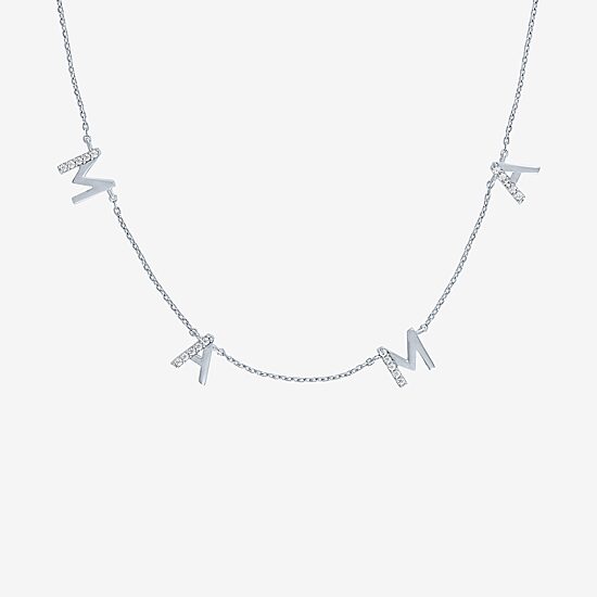 "Mama" (G-H / I1-I2) Womens 1/10 CT. T.W. Lab Grown White Diamond Sterling Silver 18 Inch Pendant Necklace