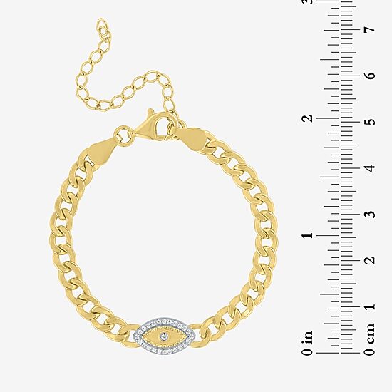 Diamond Addiction (G-H / I1-I2) Womens 14K Gold Over Silver 8 Inch Curb Evil Eye Chain Bracelet