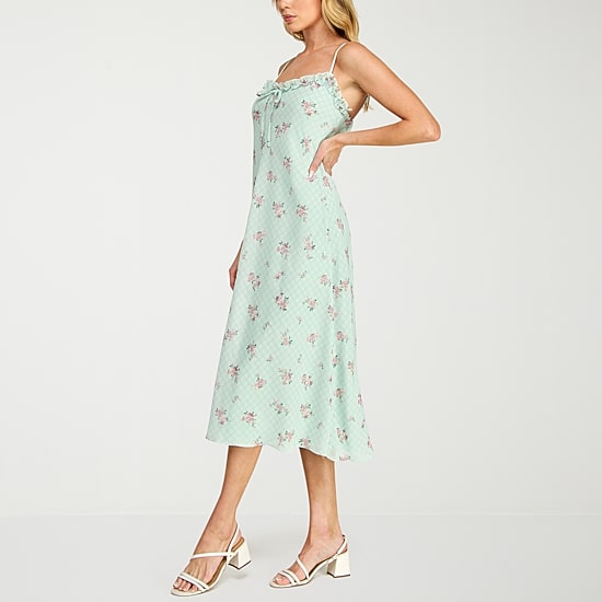 B. Smart Womens Juniors Sleeveless Floral Midi Slip Dress