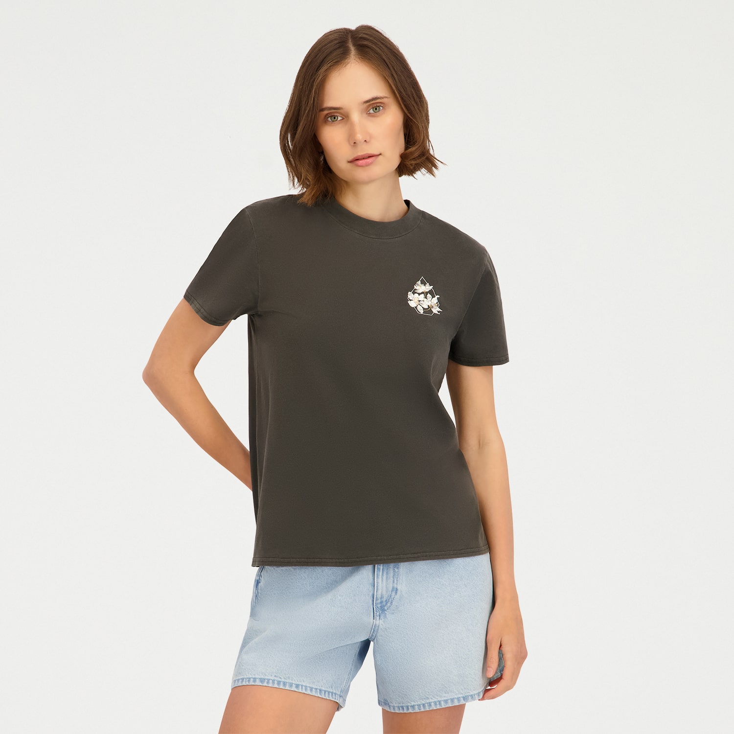 VOLCOM Womens Juniors Short Sleeve Regular Fit Graphic T-Shirt